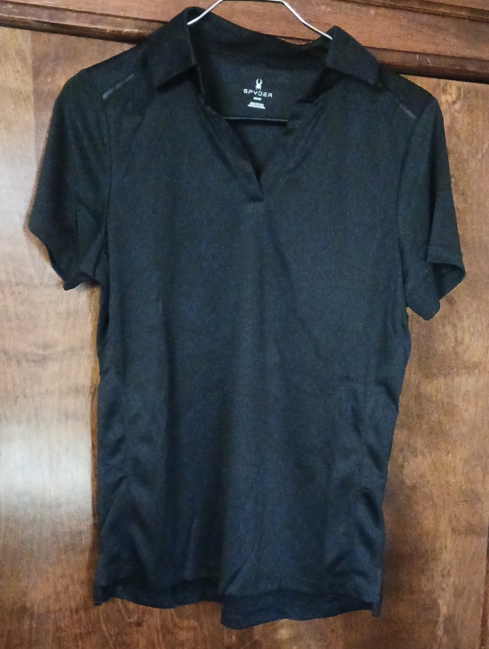 Spyder Womens Black Short-Sleeve V-Neck Polo